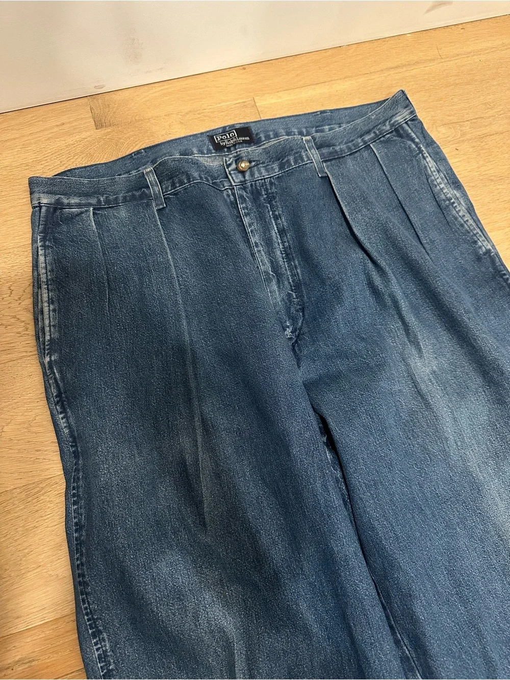 Polo Ralph Lauren Jeans Mens 38x29 Pleated USA Made Country Denim Vintage